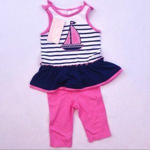 Sweet pink blue sail boat outfit top leggings 12mo